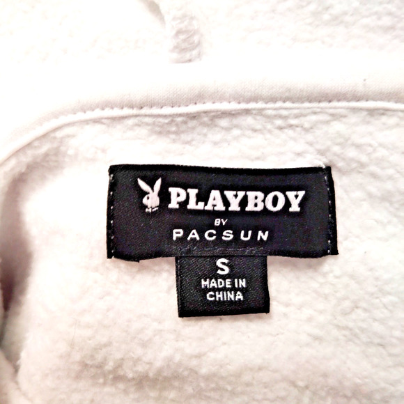 Playboy Unisex White Cotton Hoodie Size S Regular Fit - Picture 8 of 8